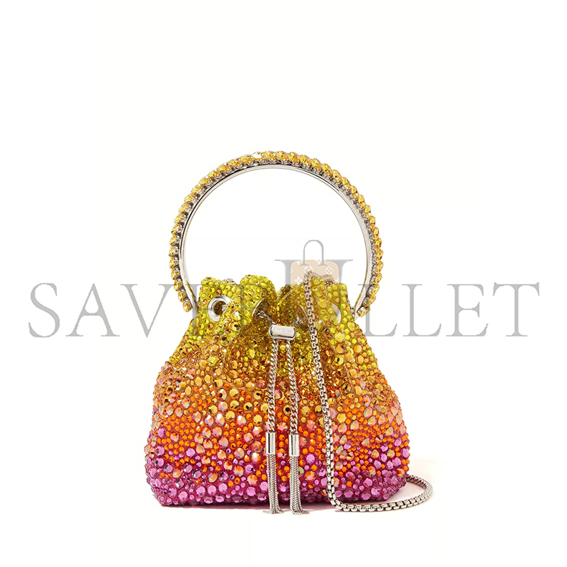 JIMMY CHOO BON BON MULTICOLORED CRYSTAL TOP-HANDLE BAG (15*14*9.5cm)